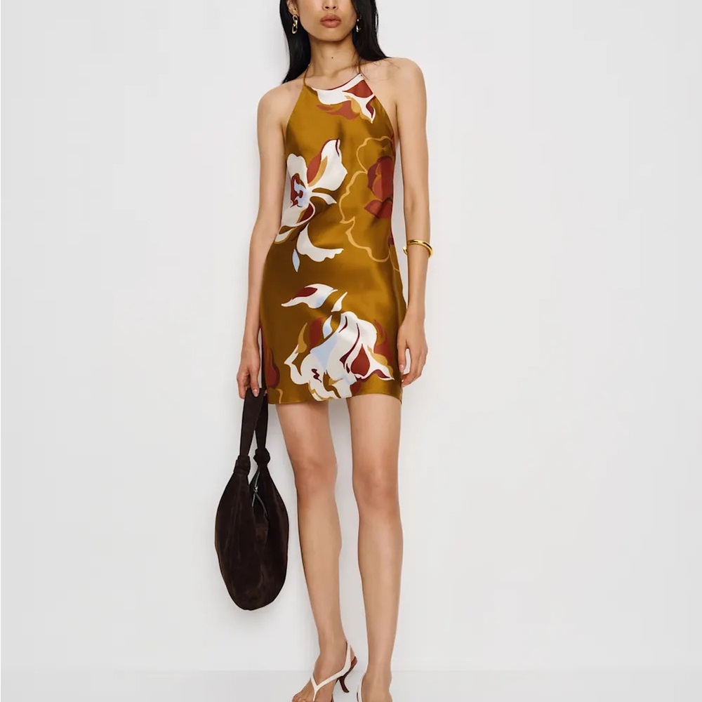Reformation Jennis Silk Dress Sepia